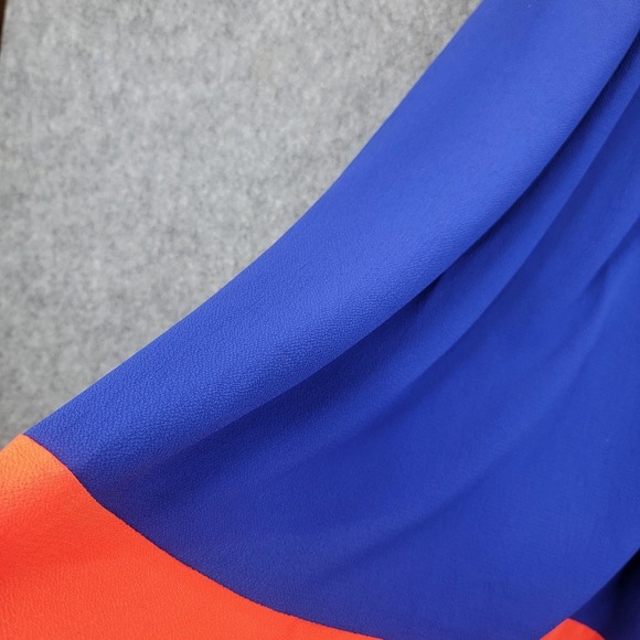 Umgee Dress Womens S Blue Orange Sleeveless Pleated Swing Shift Pom Pom Trim - Picture 8 of 13